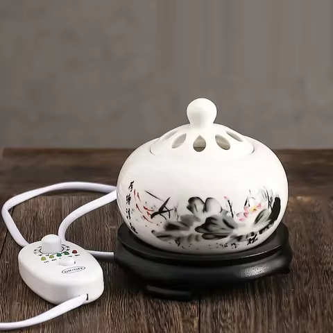 Plug-in 110V/220V Lotus Essential Oil Furnace Ceramics Electric Sandalwood OUDH Powder Incense Burners Meditation Fragrant Stove 12 best sales essential oil burner - №10