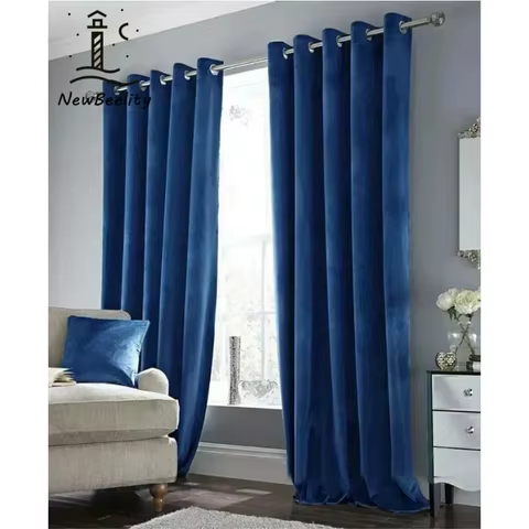 Modem Luxury Thick Blackout Blue Velvet Curtains for Living Room Bedroom Dining Villa Room Curtains Decor Tulle Partition Door 10 best sales white velvet curtains - №10