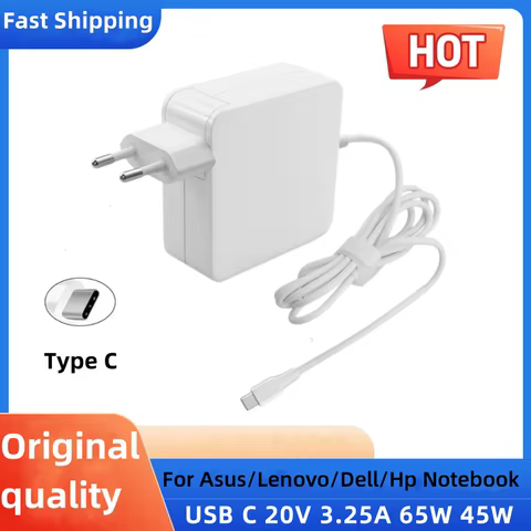 Reletech 65W USB C Laptop Power Adapter Type C Power PD Wall Fast Charger For MacBook Asus Dell Lenovo Huawei HP Notebook 8 best sales lenovo t480 - №4
