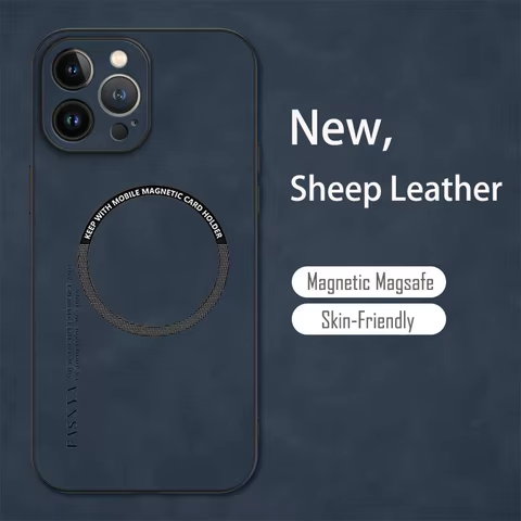 For Magsafe iPhone 15 14 13 12 11 Pro Max X XR XS max 14 15 Plus Sheepskin Vintage Magnetic Leather Soft Phone Case Cover 6 best sales mag flip - №5