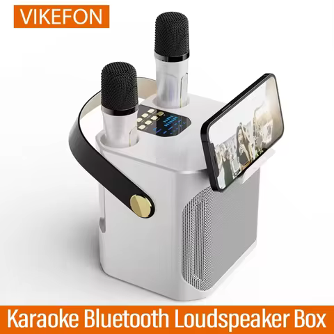 High Power Karaoke Bluetooth Speaker with Dual Microphone Boombox Portable 360 Stereo Surround Waterproof Wireless Subwoofer 6 best sales boom speaker - №6