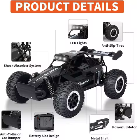 DK087 1:16 2WD Brushless High-Speed Off-Road Remote Control Drift Racing Car 20KM/H with LED Lighting 2x2 RC Truck Car Model Toy 8 best sales wl toys 12428 - №6