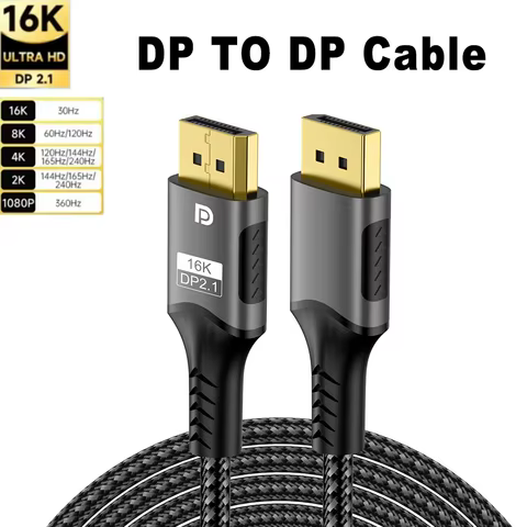 16K DP 2.1 8K@120Hz 4K@240Hz 80Gbps HDR Video Audio Displayport Cable Display Port for Laptop TV Xbox Projector Gaming Monitor 10 best sales hdr - №5