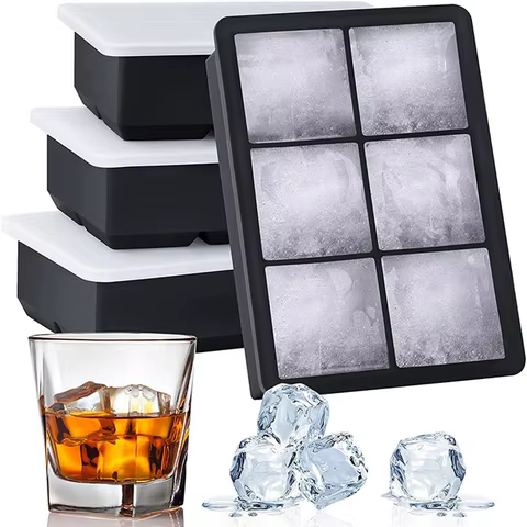 4/6/8/15 Grid Big Ice Tray Mold Giant Jumbo Large Food Grade Silicone Ice Cube Square Tray Mold DIY Ice Maker Ice Cube Tray 8 best sales mould king harry potter - №5