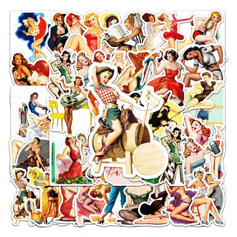 10/30/50pcs Retro Poster Sexy Pin up Girls Stickers Adult Decoration Phone Case Skateboard Luggage PVC Graffiti Decals Sticker 10 best sales pinup girl stickers - №7