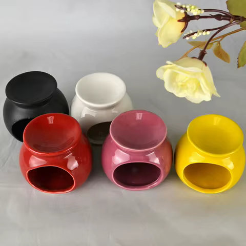 Porcelain Aroma Burner Essential Oil Furnace Mini Candle Holder Solid Color Ceramic Crafts Aromatherapy Diffuser Home Decor 12 best sales essential oil burner - №3