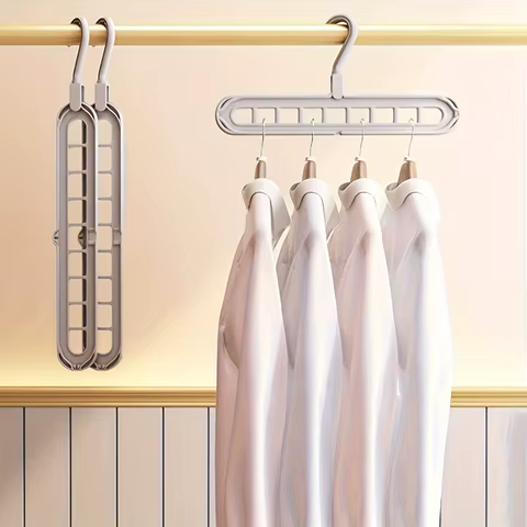 3pcs, Plastic 9-Hole Foldable Hangers, Heavy Duty Space Saving Clothes Organizer Hangers, For Room, Closet, Wardrobe, Home & Dor 8 best sales clothes hangers bulk - №1