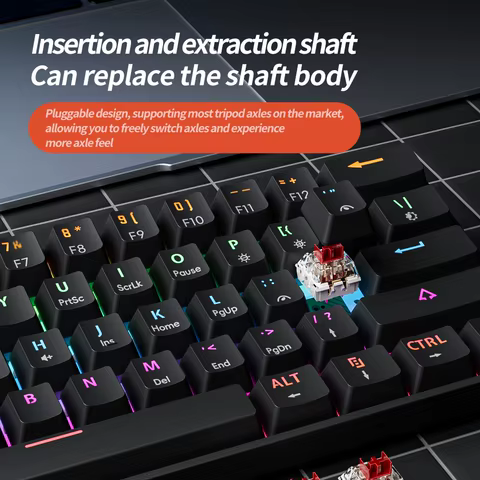 MUCAI MK61 USB Gaming Esports Mechanical Keyboard 61 Key Red Switch Wired Detachable Cable RGB Backlight Hot Swap 10 best sales red keyboard - №3