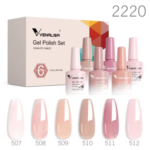 Venalisa Color Nail Gel Polish Kit Jelly Pink Semi-transparent HEMA FREE Self Leveling Nude Natural Pink Nail Manicure Set 10 best sales clear nail polish - №9