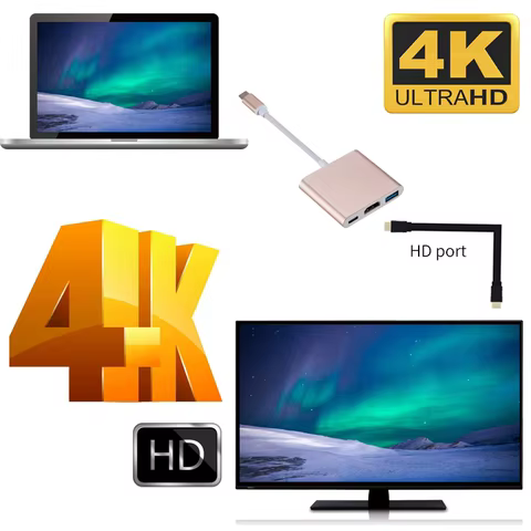 3 in 1 Usb Hub USB C to HDMI Splitter HUB Type-c to HDMI-compatible USB3.0 Docking Station For MacBook AirPro Samsung 6 best sales lenovo keyboard - №3