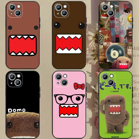 Cute Domo-kun Phone Case Phone Case For Apple iPhone 15,14,13,12,11,XS,XR,X,8,7,Pro,Max,Plus,mini Silicone Black Cover 8 best sales domo phone case - №2