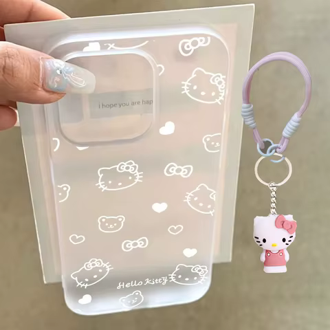 NEW Hello Kitty Line Bear Bow KT Face Phone Case For iPhone 16 15 14 12 13 11 Pro Max 14 15 16 PLUS Y2K Pink Girl Kawaii Cover 10 best sales pink mobile phone - №3