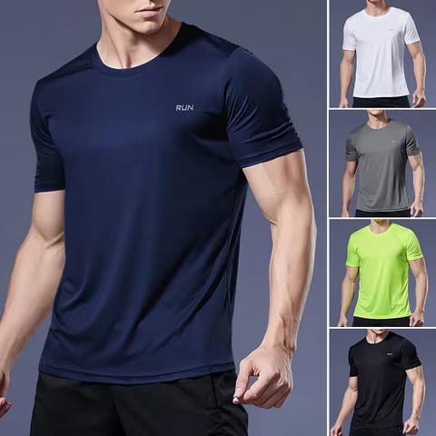 Summer Sport Gym t Shirt Men Quick Dry Running Bodybuilding Shirts Men Short Sleeve Fitness Tops Oversized Brazil t-Shirt Jersey 12 best sales tiff necklace - №2