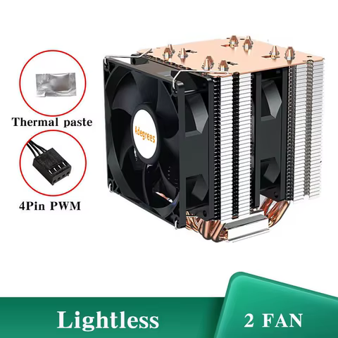 6 Heat Pipe CPU Cooler 4Pin PWM PC Quiet Air Cooler Fan for Intel LGA 1366 1700 1200 1150 1151 1155 2011 X79 X99 AM3 AM4 AM5 12 best sales graphic card cooler - №8