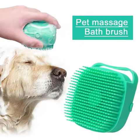 Pet Dog Shampoo Brush 2.7oz 80ml Cat Massage Comb Grooming Scrubber for Bathing Short Hair Soft Silicone Rubber 12 best sales propolis serum - №3