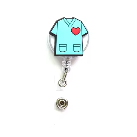 2022 New Design 1 Piece High Quality Silicone Retractable Hospital Nurse Badge Holder Reel Cute Cartoon ID Card Holder Keychains 8 best sales id badge reels - №5