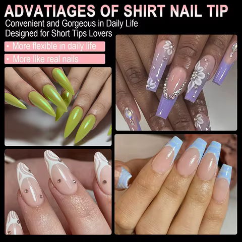 Luxury False Nail Tips Soft Gel Fingertip Semi-matte Capsules Almond French Coffin Full Cover Artificial Fake Nails Extension 12 best sales coffin press on nails - №8