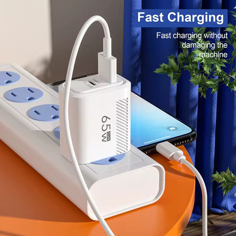 Total 65W GAN USB C Charger Fast Charging Quick High Speed Charger For iPhone Xiaomi Samsung USB C Mobile Phone Charger Adapter 10 best sales asus zenfone 8 - №7