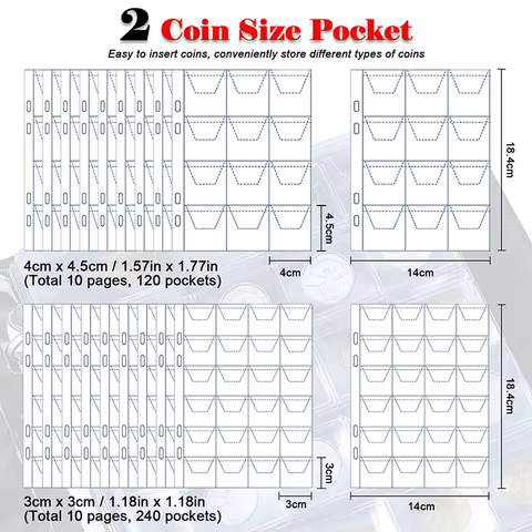 120/360 Pockets Coin Collection Book 10/20 Pages Coin Collection Holder Album Commemorative Coin Organizer Storage 12 best sales album coin - №5
