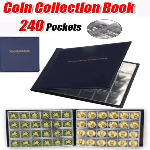 240 Pockets Coin Collection Holder PVC Penny Album Gifts Coin Collecting Album 10 Pages Coin Collection Book for Collectors 12 best sales album coin - №8