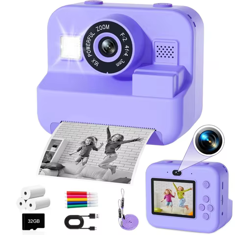 Educational Thermal Instant Print Camera With 32G Card, 1080P Children Mini Digital Video Camera for Kids Learning Development 6 best sales dlsr camera - №6