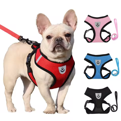 Summer Cat Dog Harness Lead Leash Adjustable Vest Polyester Mesh Breathable Harnesses Reflective for Small Dog Cat Lesah 10 best sales car flag holder - №3