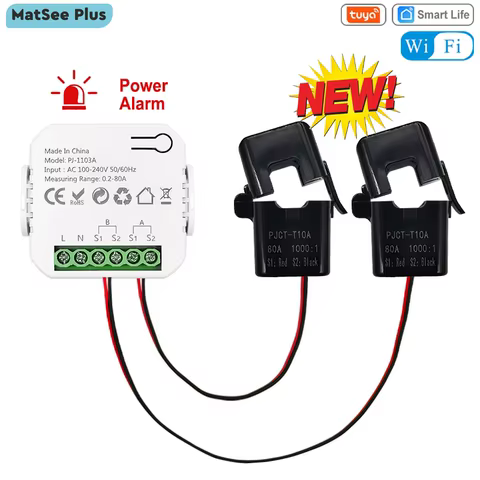 Tuya Smart New WiFi Energy Clamp Bidirectional Meter with Buzzer Alarm for Threshold App Monitor Export Import Power AC110V/240V 10 best sales smart tool - №10