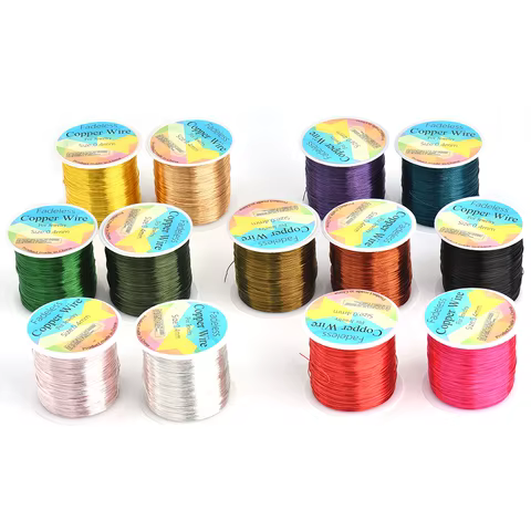 28 26 24Gauge Beading Floral Colored Jewelry Making Copper Craft Wire Soft DIY Metal Craft Art Wire 62-100Meters 8 best sales floral wire - №2