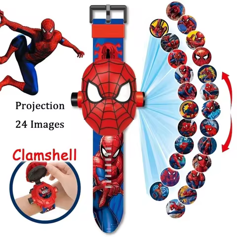 Animation Hero Children's Watch 3D Projection Stereo Cartoon Spider-Man Iron Man Hulk Digital Watch Gift for Children one piece 10 best sales spiderman kids watch - №9