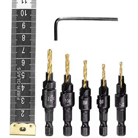Adjustable Countersink Drill Bit Set for Woodworking, Chamfer Drilling Tool with Pilot Counter Sink Holes 12 best sales house kitchen - №12