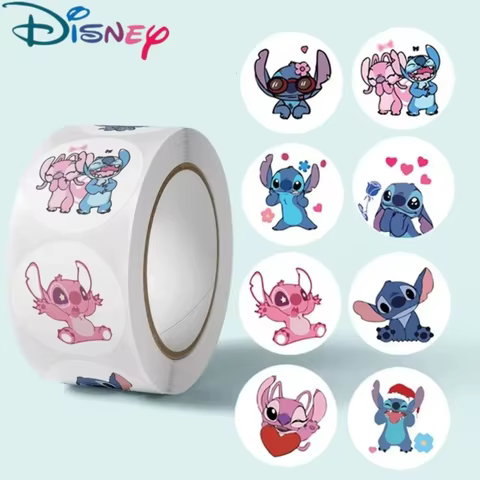 Kawaii 500pcs Disney Stitch Diy Stickers Anime Seal Label Decorative Cartoon kids Party candy Stickers Rolls Stickers Toys 6 best sales stickers girls - №5