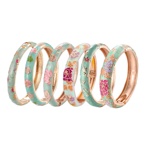 1/6 PCS Enamel Bangle On Hand Trendy Women's Bracelet Green Cloisonne Bracelet For Women India African Jewelry Hawaiian Bohemian 12 best sales hawaiian bracelet - №9