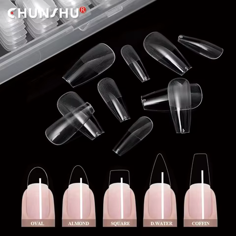 120Pcs False Nails Semi-Frosted Clear Coffin Fake Nail Tips Press on Nails Soak Off Full Cover Nail Capsule For Extension 12 best sales coffin press on nails - №12