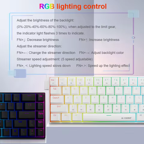E-YOOSO Z686 RGB USB 60% Mini slim Mechanical Gaming Wired Keyboard Red Switch 68 Keys Gamer for Compute PC Laptop 10 best sales red keyboard - №9