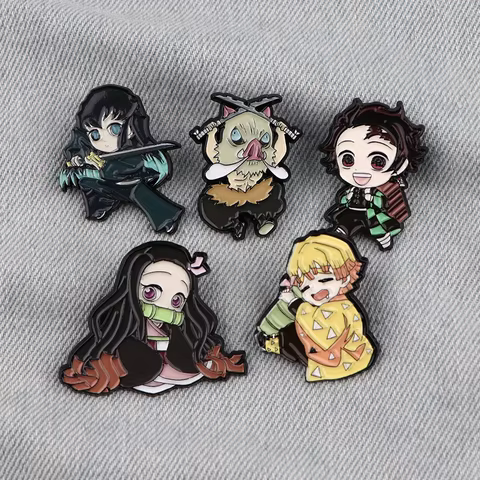 Anime Enamel Pin Nezuko Brooches for Women Lapel Pins Badges on Backpack Cosplay Accessories Fashion Jewelry Toys Gift 10 best sales acrylic patch - №3