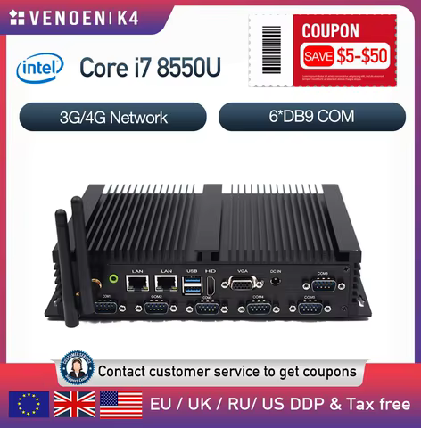 8th gen Intel Core i7-8550U i5-8250U Fanless Mini PC HDMI VGA RS232 COM Windows 10 Pro Industrial Rugged ITX Mute Computer 4G 10 best sales i7 8550u processor - №5