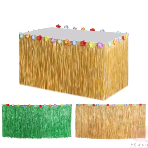 Hawaiian Party Decorations Tropical Luau Grass Table Skirt Luau Party Hula Skirt Tiki Hawaii Themed Summer Beach Birthday Party 10 best sales hawaiian party - №2