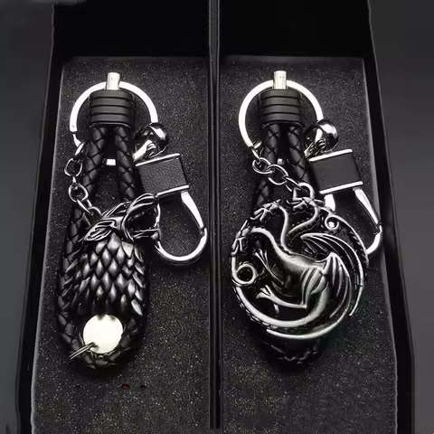 Thrones Keychains Stark Wolf Head Dragon Badge KeyChain Pendant Ice And Fire Keyring llaveros Of Movie Gifts for Friends 6 best sales gane of thrones - №1