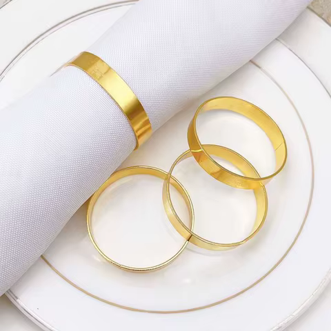 10pcs Golden Napkin Rings Simple Serviette Holder For Wedding Party Banquet Adornment 10 best sales wedding napkin ring - №9