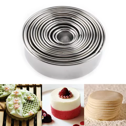 11pcs/Set Stainless Steel Round Cake Mold Baking Mousse Ring Kitchen Cutter DIY Cake Ring Tools Tools Pizza Cooking Cookie 10 best sales cake cutting - №10