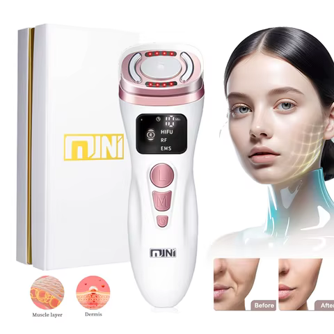 New Mini HIFU Radio Frequency Ultrasonic Machine EMS Micro Current Facial Beauty Instrument Firming Skin Care Anti-Wrinkle Tool 6 best sales radio frequency face - №3
