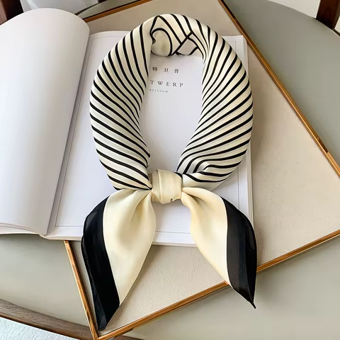 Luxury Brand Silk Square Plaid Scarf Women Satin Neck Hair Tie Band Soft work neckerchife 2021 NEW Hijab Head Female Foulard 8 best sales tartan scarf - №6