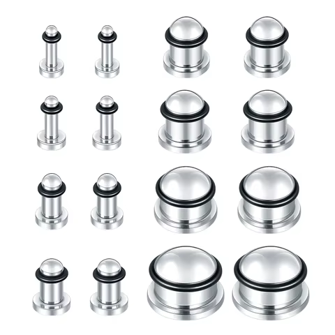 2pcs 1.6-16mm Stainless Steel Ear Plugs Tunnels Silver Color Ear Gauge Stretching Kit Jewelry for Women Men 8 best sales stretching kit - №6