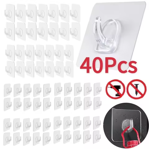 5/10/20/30/40Pcs Self-adhesive Hook Transparent Door Wall Hook Child Heavy Load Rack Kitchen Bathroom Towel Key Rack Sticky Hook 6 best sales door hook hanger - №2