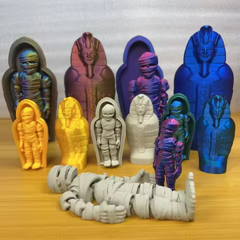3D Printed Toy Model Mummy Decorative Gifts Egyptian Pharaoh Decorative Ornament Realistic Movable Mummy + Sphinx Set 10 best sales mummy figure - №5