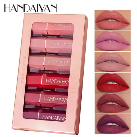 HANDAIYAN 6Pcs/Box Velvet Matte Lipstick Kit Lips Makeup Nude Lip Stick Make Up Cosmetics Foggy Matt Tint Lip Balm Cream Pigment 12 best sales lipstick set box - №5