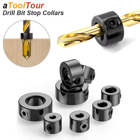 Drill Stoper Collar Set Stop Bit Ring Shaft Limit Metric Lock Steel Press Depth Ajustable Positioner Hole Guide Woodwork Tool 8 best sales psb - №6