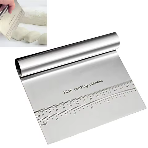Stainless Steel Dough Pastry Scraper Pizza Cutter Chopper with Measuring Scale Multipurpose Cake Bread Separator Scale Knife 10 best sales cake cutting - №4