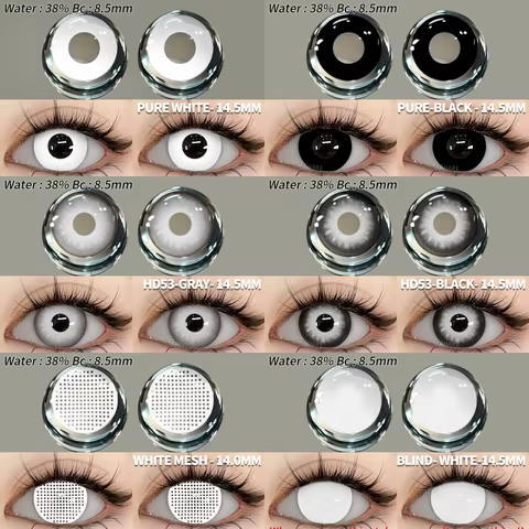 EYESHARE 2pcs Cosplay Colored Contact Lenses Crazy White Contact Lenses Anime Black Eye Lenses Halloween Beauty Makeup Lens 10 best sales natural contact lenses - №1