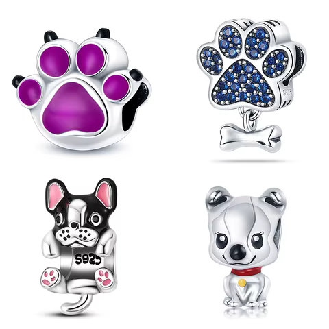 New 925 Sterling Silver Charms Fit 3mm Original Bracelets Cat Dog Beads Fine DIY Jewelry Making Women Party Gifts 8 best sales pandora earrings gold - №6